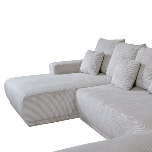Coltar U Extensibil Otis Stanga, 6 Locuri, Lada Depozitare, Gri deschis, 357 Cm