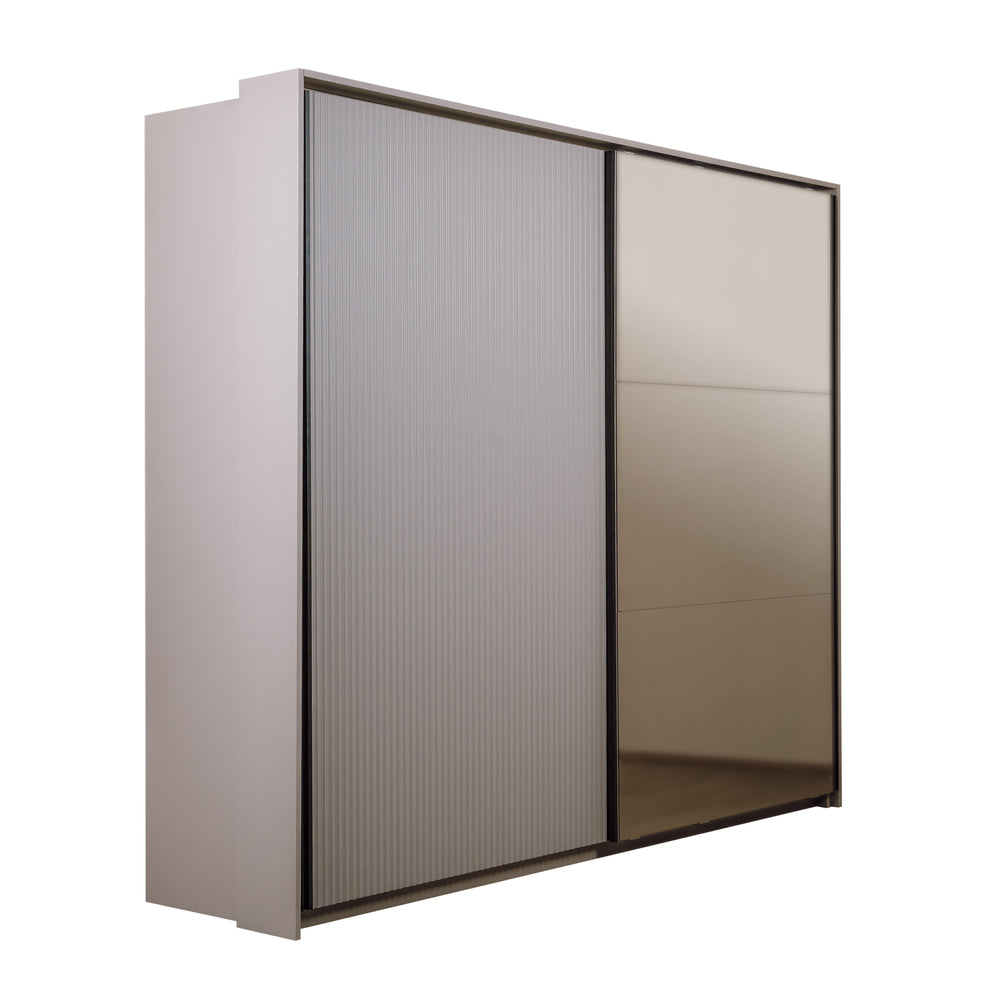 Set Dormitor Destiny, Pat Cu Dimensiune saltea 160 X 200 Cm, 2 Noptiere Si Dulap, Somiera Rabatabila