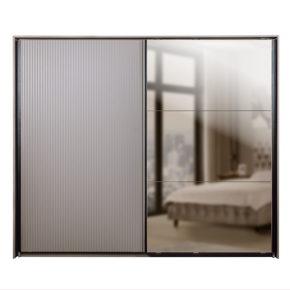 Set Dormitor Destiny, Pat Cu Dimensiune saltea 160 X 200 Cm, 2 Noptiere Si Dulap, Somiera Rabatabila