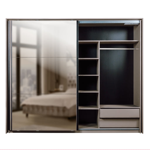 Set Dormitor Destiny, Pat Cu Dimensiune saltea 160 X 200 Cm, 2 Noptiere Si Dulap, Somiera Rabatabila