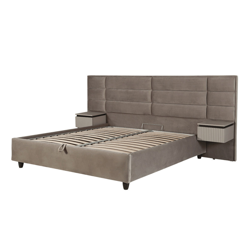 Set Dormitor Destiny, Pat Cu Dimensiune saltea 160 X 200 Cm, 2 Noptiere Si Dulap, Somiera Rabatabila