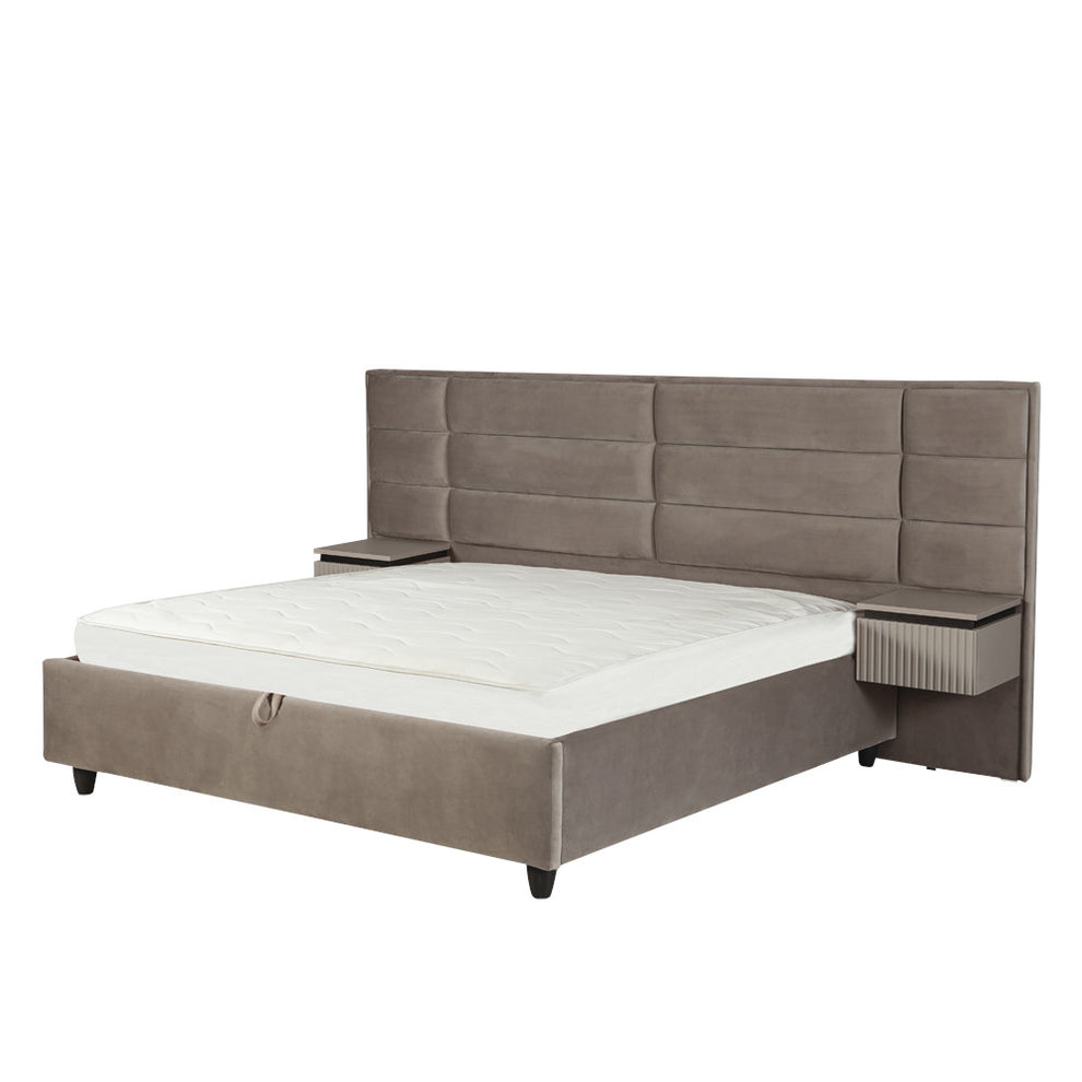 Set Dormitor Destiny, Pat Cu Dimensiune saltea 160 X 200 Cm, 2 Noptiere Si Dulap, Somiera Rabatabila