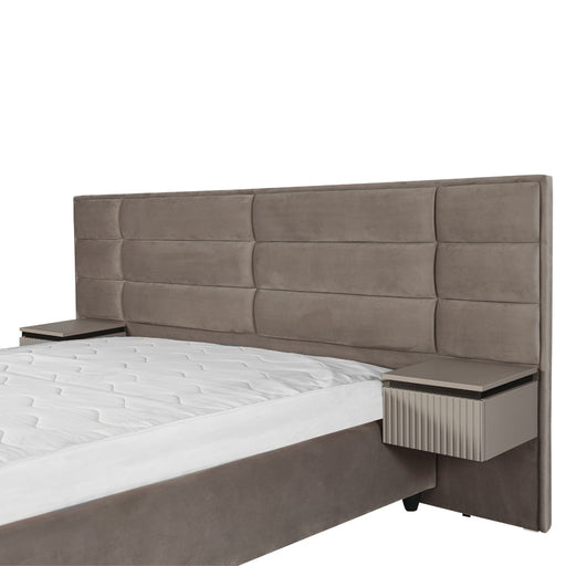 Set Dormitor Destiny, Pat Cu Dimensiune saltea 160 X 200 Cm, 2 Noptiere Si Dulap, Somiera Rabatabila