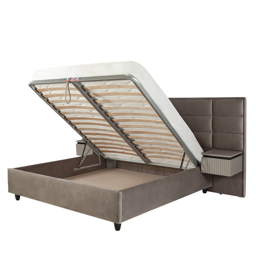 Set Dormitor Destiny, Pat Cu Dimensiune saltea 160 X 200 Cm, 2 Noptiere Si Dulap, Somiera Rabatabila