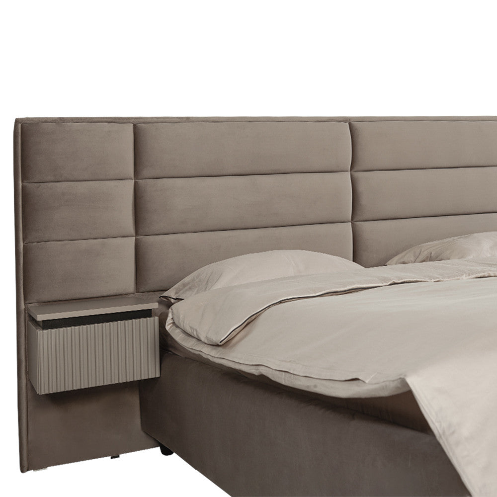 Set Dormitor Destiny, Pat Cu Dimensiune saltea 160 X 200 Cm, 2 Noptiere Si Dulap, Somiera Rabatabila