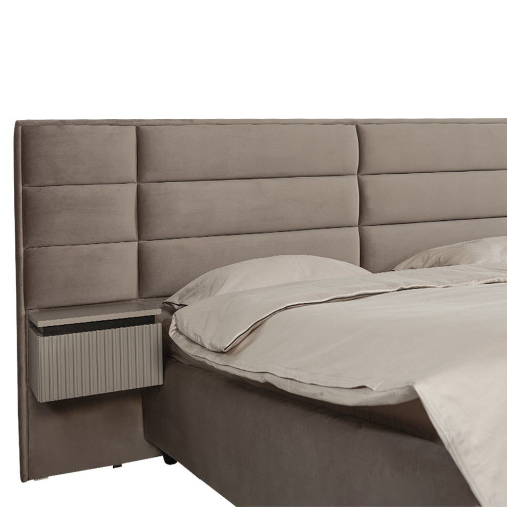 Set Dormitor Destiny, Pat Cu Dimensiune saltea 160 X 200 Cm, 2 Noptiere Si Dulap, Somiera Rabatabila