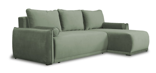 Coltar Extensibil Vida Interschimbabil Stanga/Dreapta, 5 Locuri, 256 Cm verde cu lada