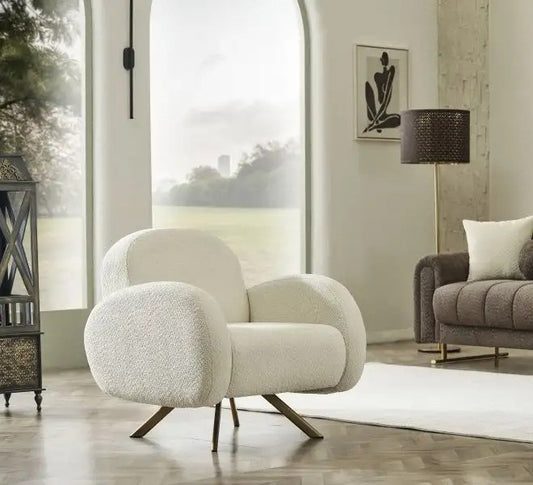 Fotoliu Bonnamie Boucle Ivory, 81 Cm