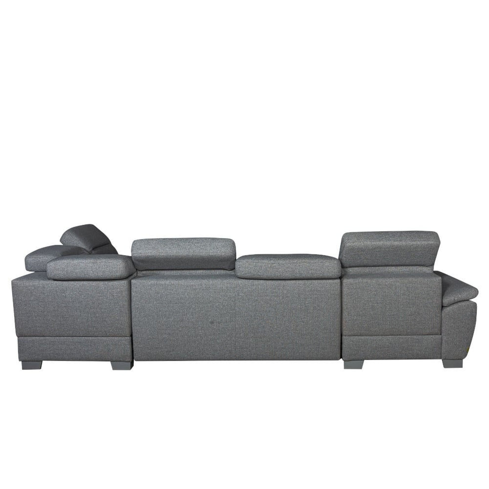 Coltar U Extensibil Cu Lada Dax, Tetiere Reglabile, 375 Cm gri deschis dreapta cu lada