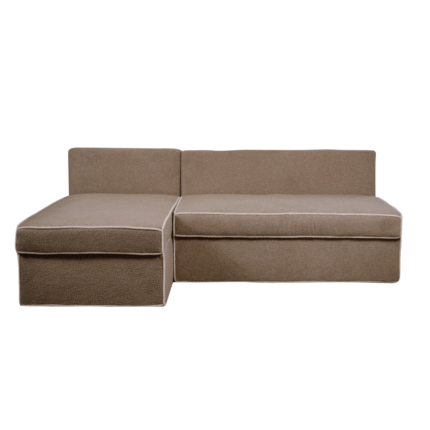 Coltar Extensibil Cu Lada New Modulo, Interschimbabil Stanga/Dreapta, Bej inchis Boucle, 220 X 80 X 155 Cm