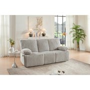 Canapea Siesta 3 Locuri, Recliner, Catifea Raiat Crem, 227 Cm
