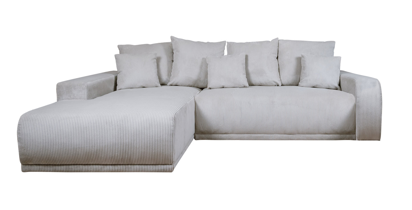 Coltar Extensibil Cu Otoman Stanga Otis, 5 Locuri, Lada Depozitare, Gri deschis, 280 Cm