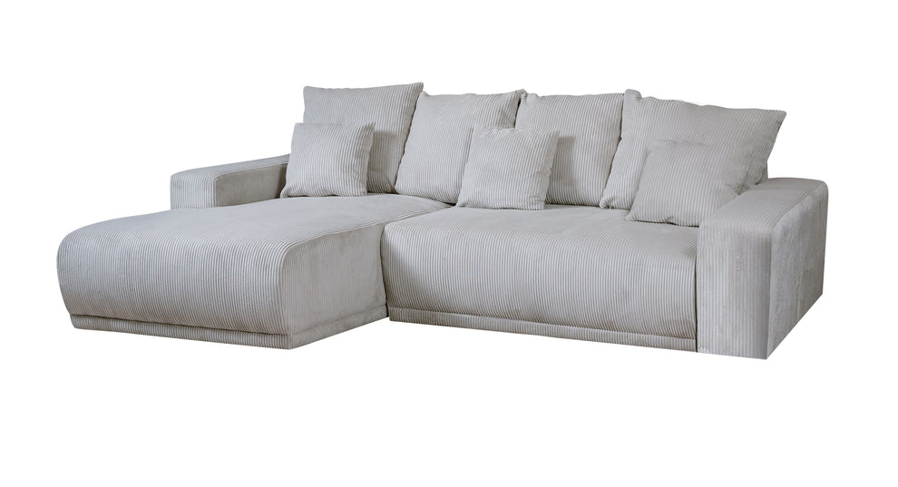Coltar Extensibil Cu Otoman Stanga Otis, 5 Locuri, Lada Depozitare, Gri deschis, 280 Cm