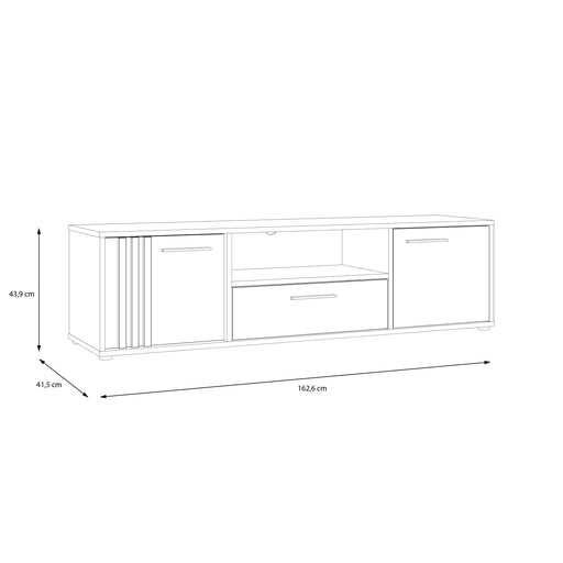 Comoda Tv Mare Cordega, Negru Si stejar Artisan, 162.6 Cm