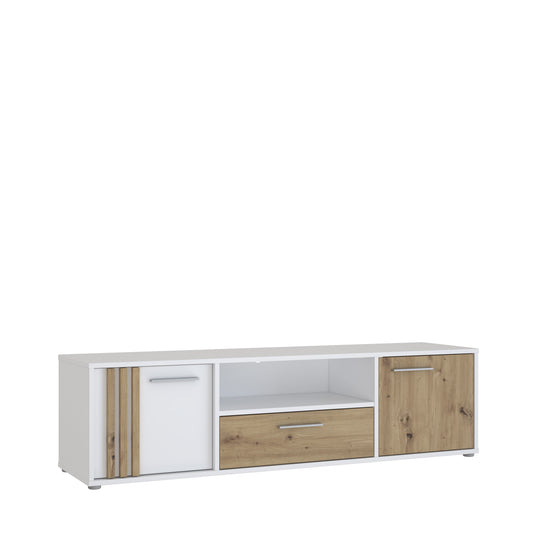 Comoda Tv Mare Cordega, Alb Si Stejar Artisan, 162.6 Cm