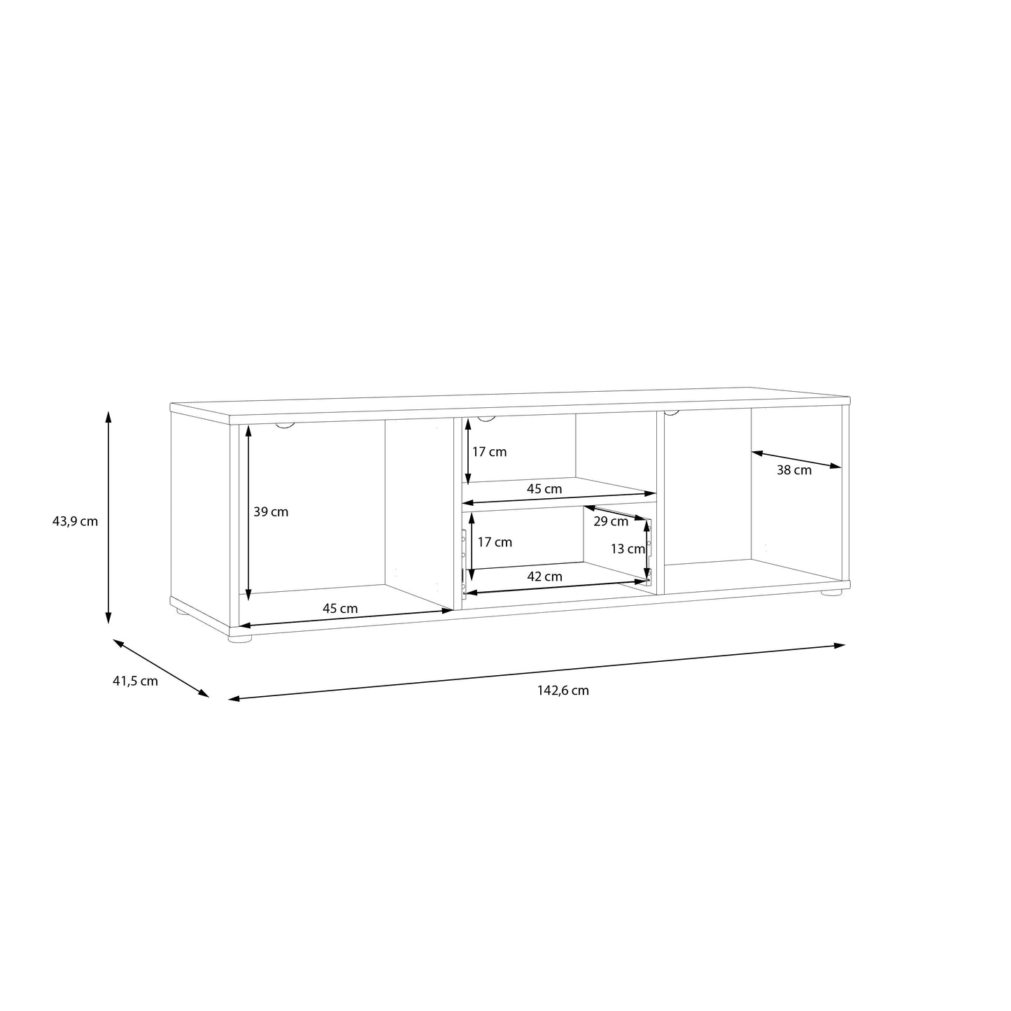 Comoda Tv Mica Cordega Alb Si Stejar Artisan, 142.6 Cm