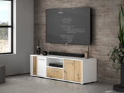 Comoda Tv Mica Cordega Alb Si Stejar Artisan, 142.6 Cm