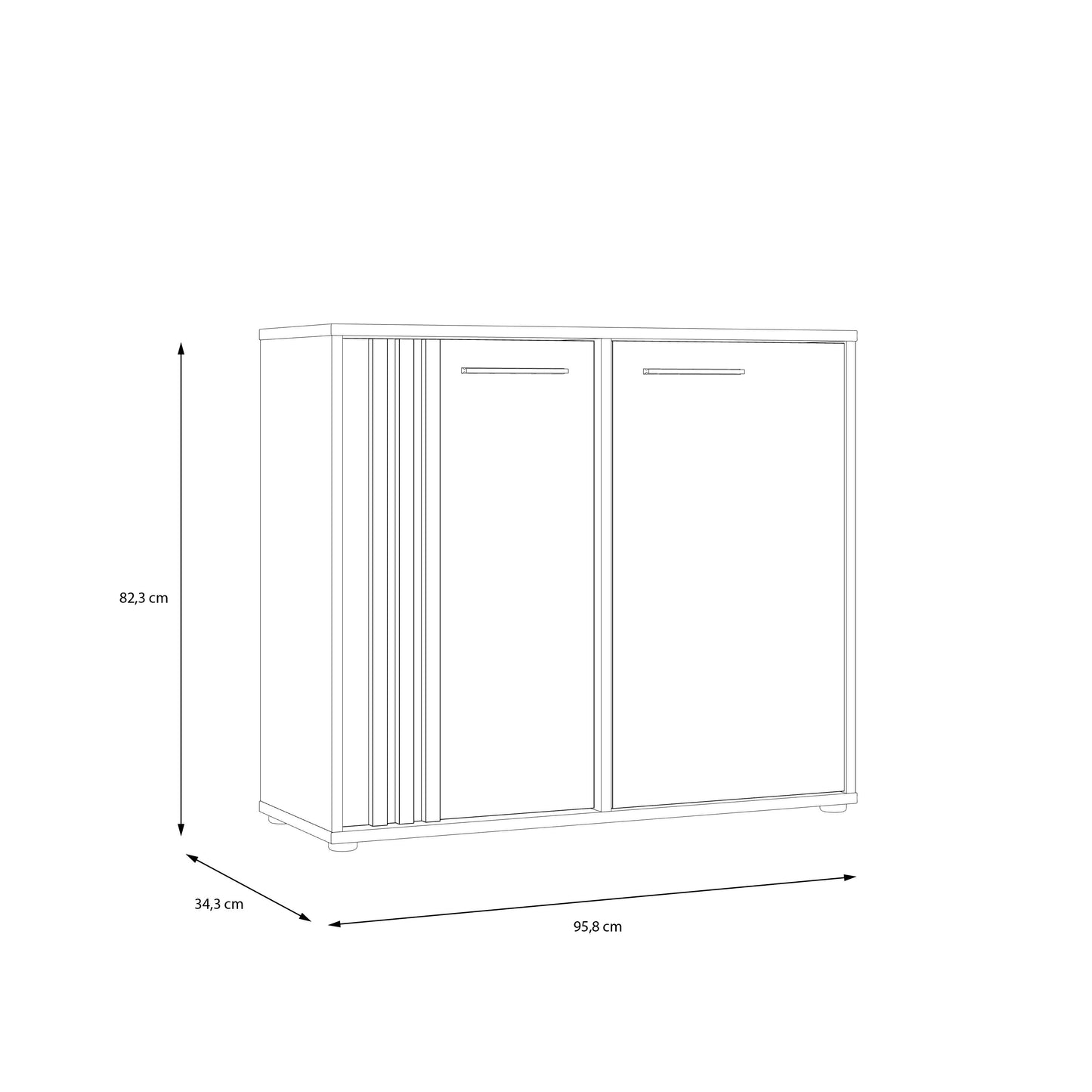 Comoda 2 Usi Cordega Alb Si Stejar Artisan, 95.8 Cm