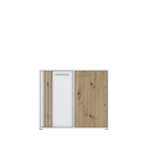 Comoda 2 Usi Cordega Alb Si Stejar Artisan, 95.8 Cm