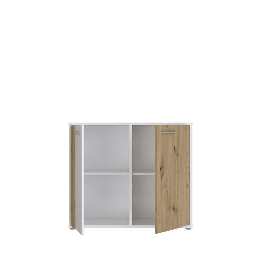 Comoda 2 Usi Cordega Alb Si Stejar Artisan, 95.8 Cm