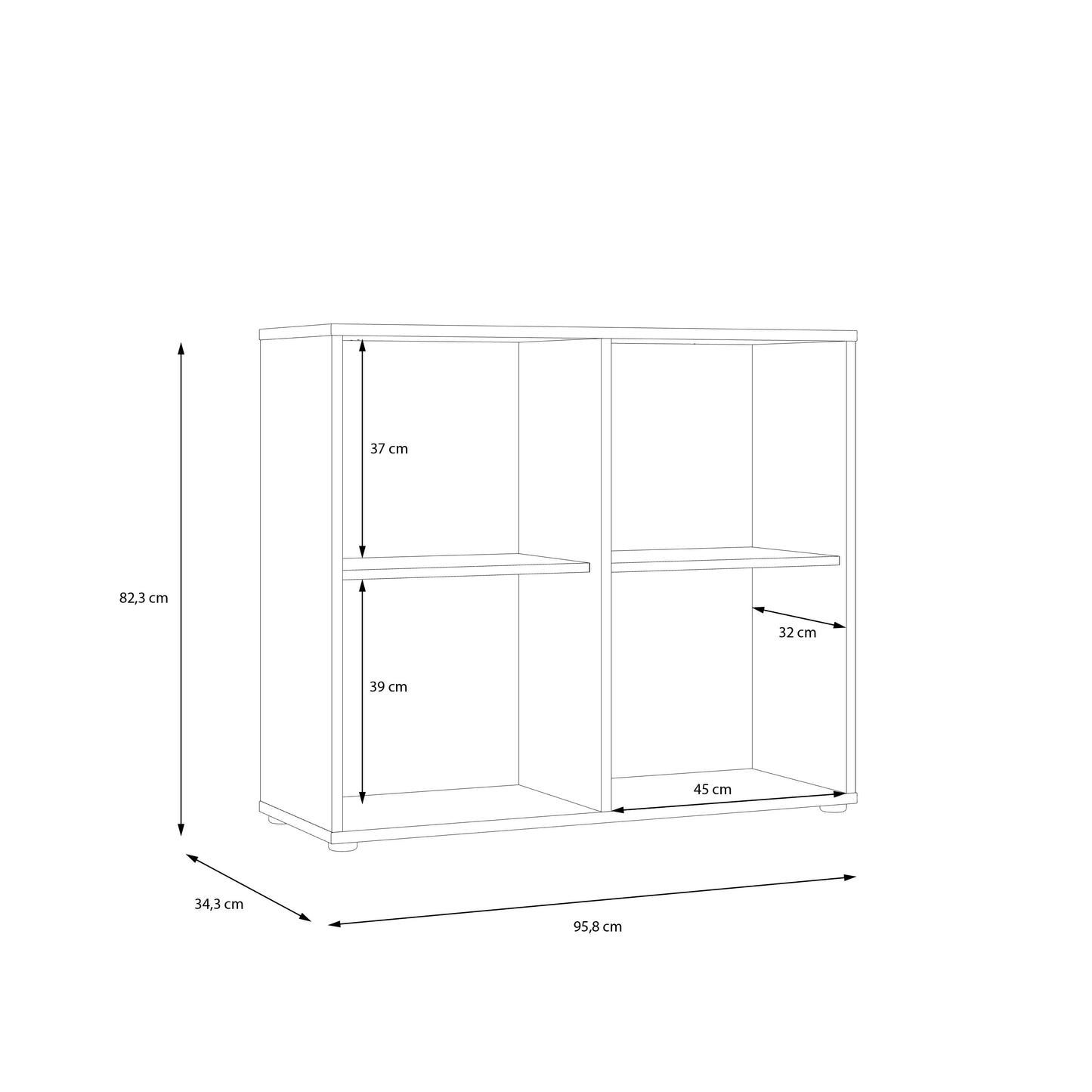 Comoda 2 Usi Cordega Negru Si Stejar Artisan, 95.8 Cm