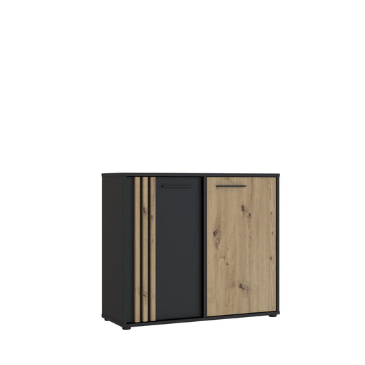 Comoda 2 Usi Cordega Negru Si Stejar Artisan, 95.8 Cm