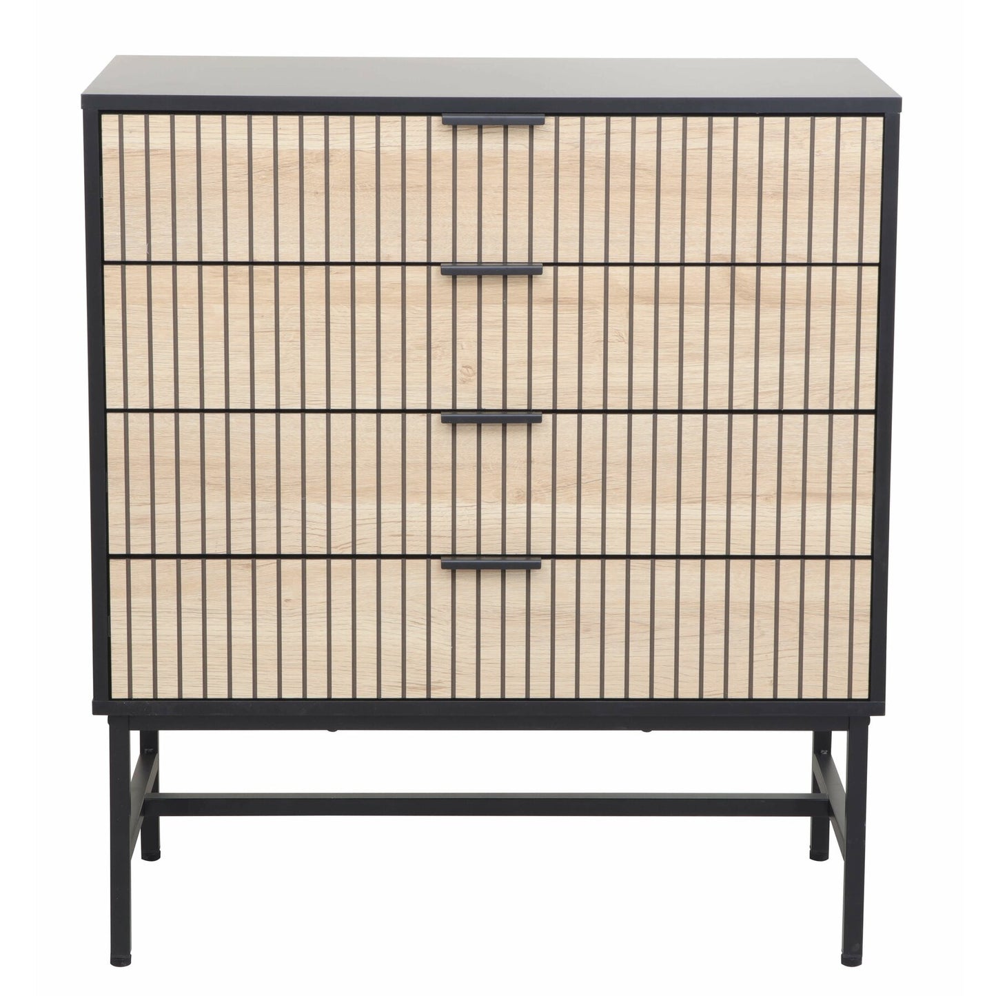 Comoda 4 Sertare Cargo, Negru Si Stejar, 80 Cm