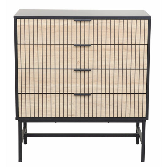 Comoda 4 Sertare Cargo, Negru Si Stejar, 80 Cm