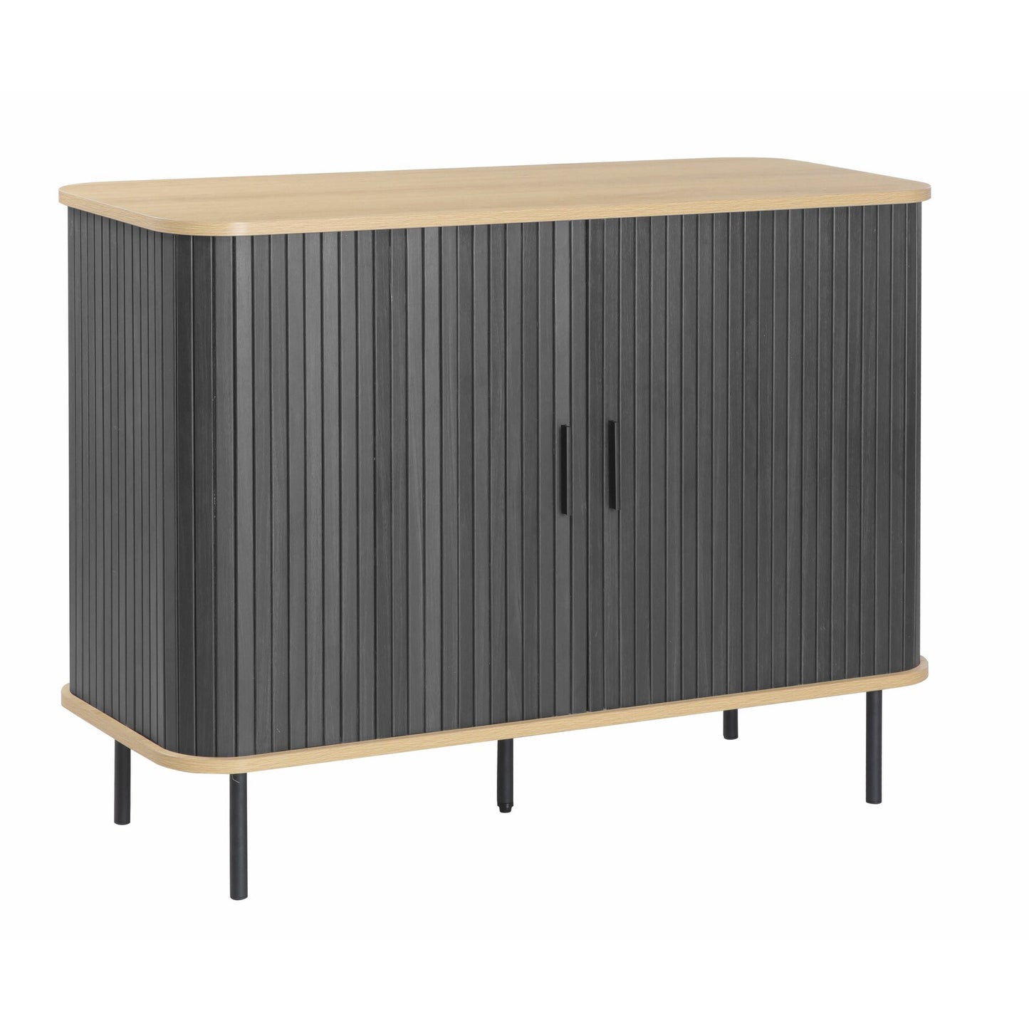Comoda 2 Usi Culisante Spring, Antracit Si Stejar, 100 Cm
