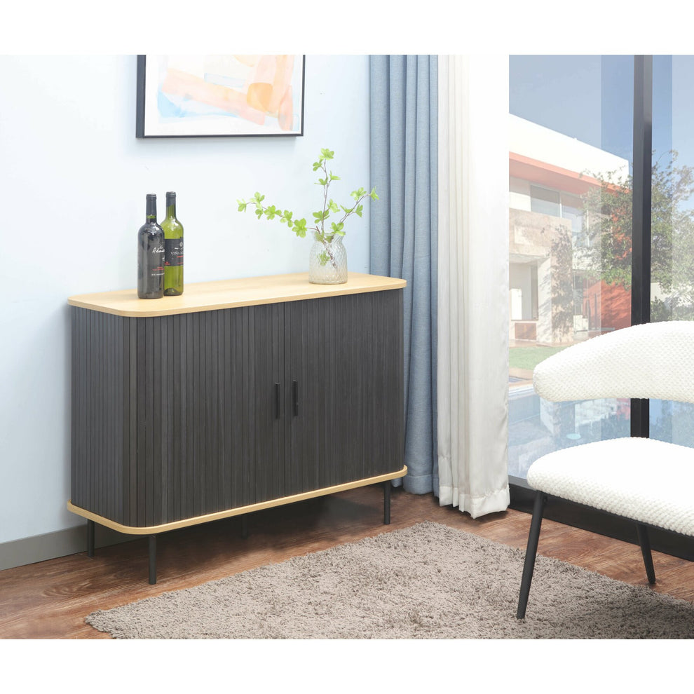 Comoda 2 Usi Culisante Spring, Antracit Si Stejar, 100 Cm