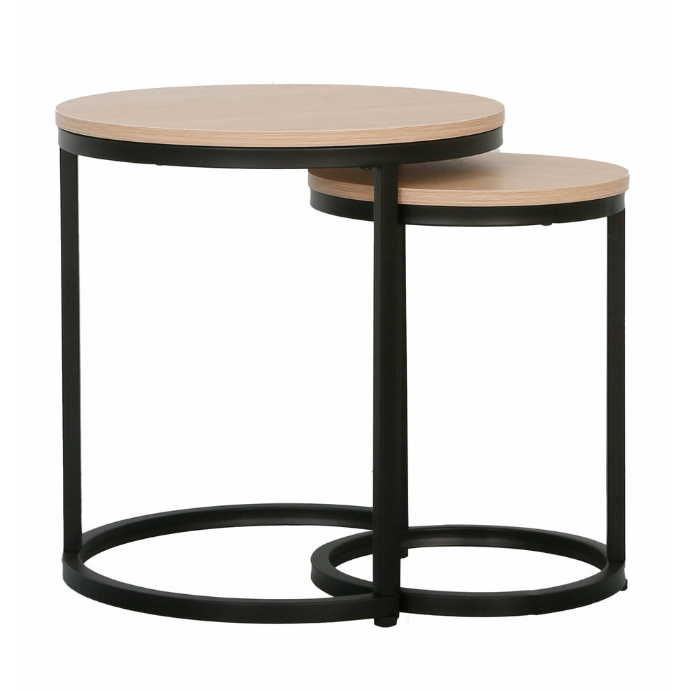 Set 2 Mese Cafea Aniston Negru Si Stejar