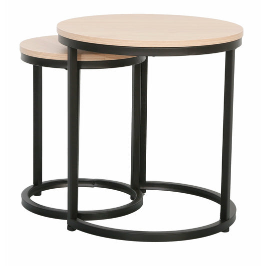 Set 2 Mese Cafea Aniston Negru Si Stejar