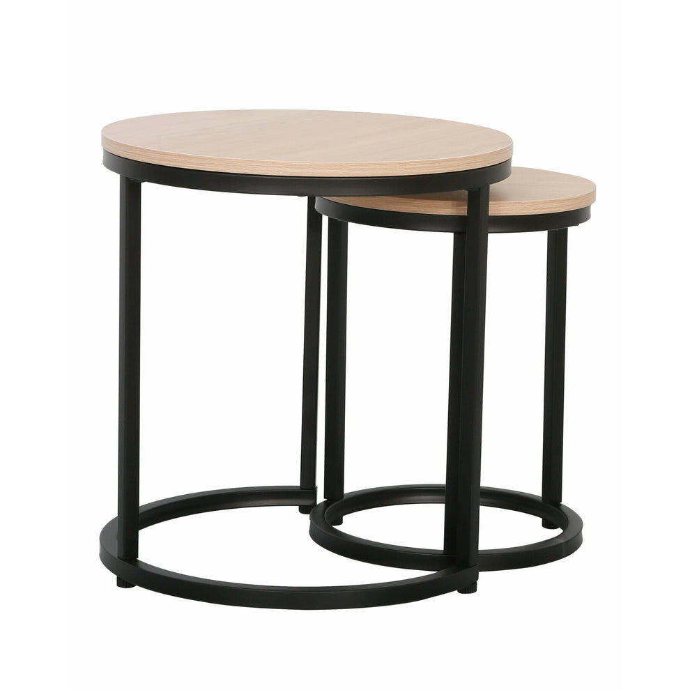 Set 2 Mese Cafea Aniston Negru Si Stejar