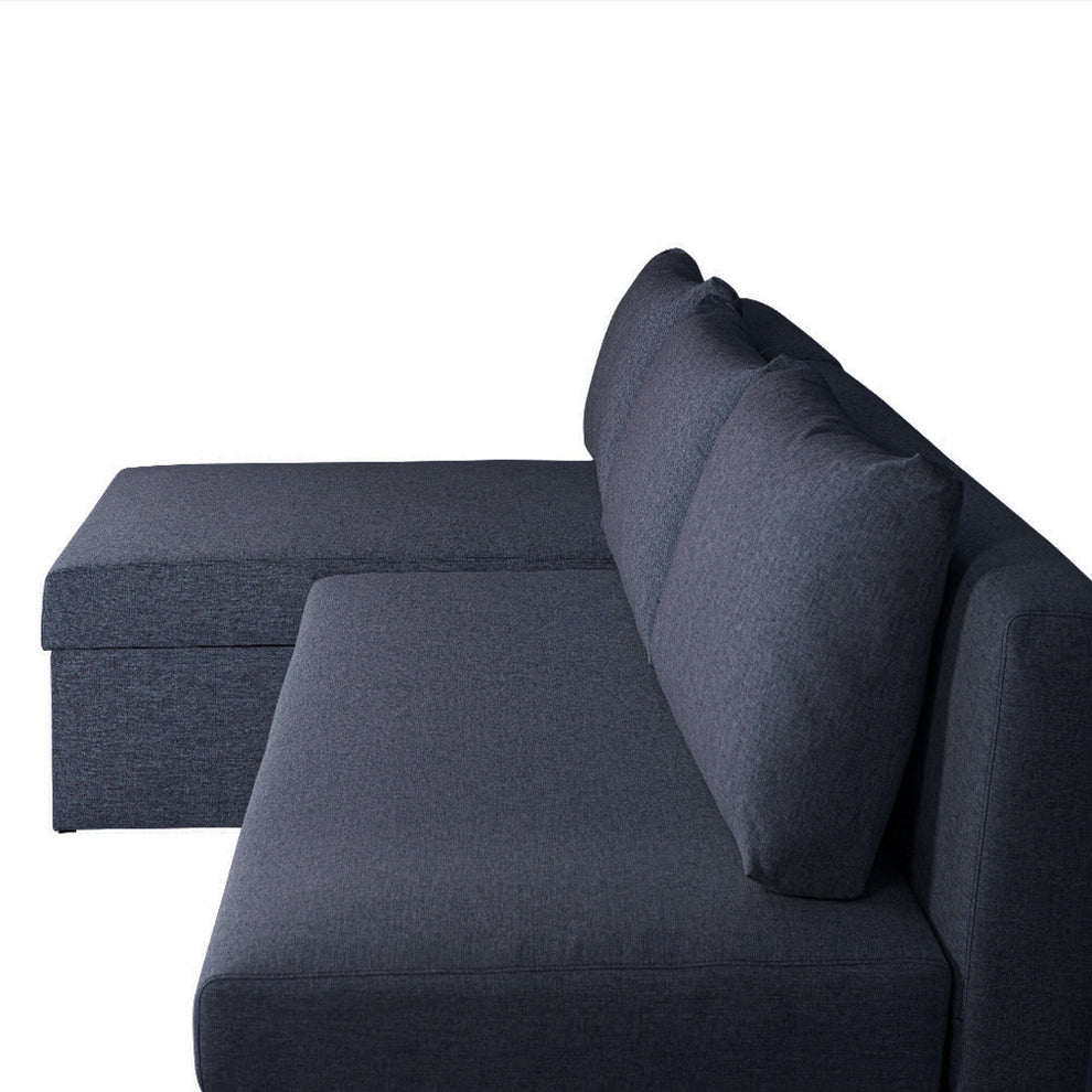 Coltar Extensibil Cu Lada, Blue Interschimbabil Stanga/Dreapta, Albastru Icon 79, 220 X 80 X 155 Cm
