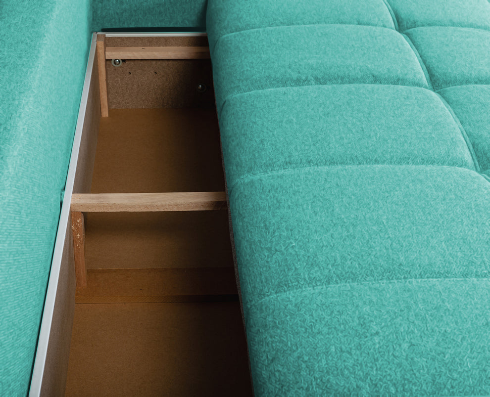 Canapea Extensibila Green, 3 locuri, Lada Depozitare, Albastru, Orion 12, 240 Cm