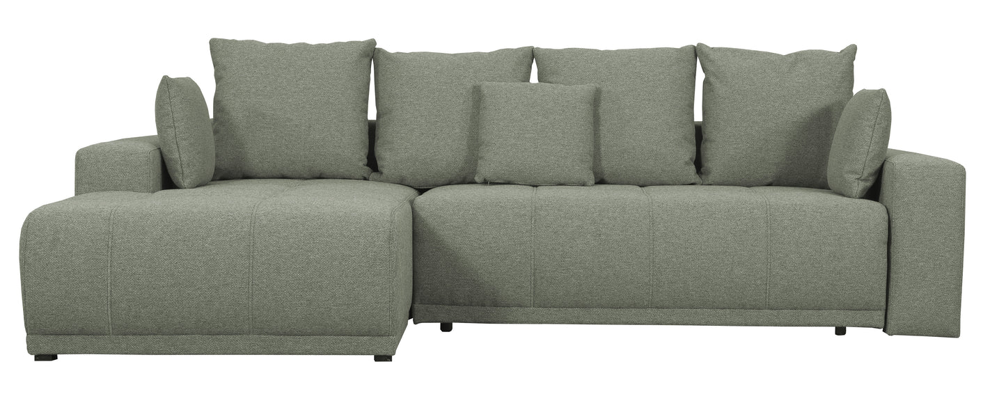 Coltar Cu Insula Dreapta Green, 5 Locuri, Lada Depozitare, Voltera Flax, 280 Cm