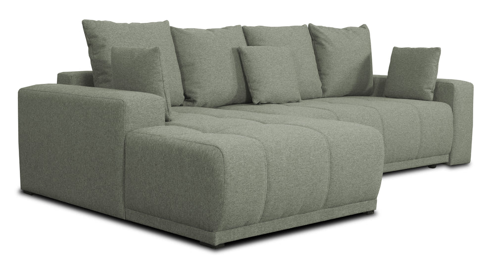 Coltar Cu Insula Dreapta Green, 5 Locuri, Lada Depozitare, Voltera Flax, 280 Cm