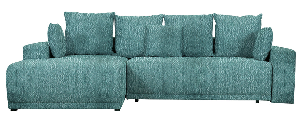 Coltar Cu Insula Dreapta Green, 5 Locuri, Lada Depozitare, Albastru, Palacio 77, 280 Cm