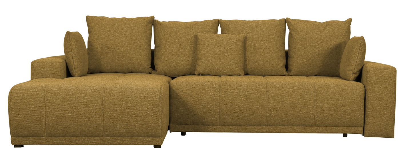 Coltar Cu Insula Dreapta Green, 5 Locuri, Lada Depozitare, Mostard, 280 Cm