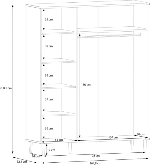 Dulap 3 Usi Charleston, 164.8 Cm