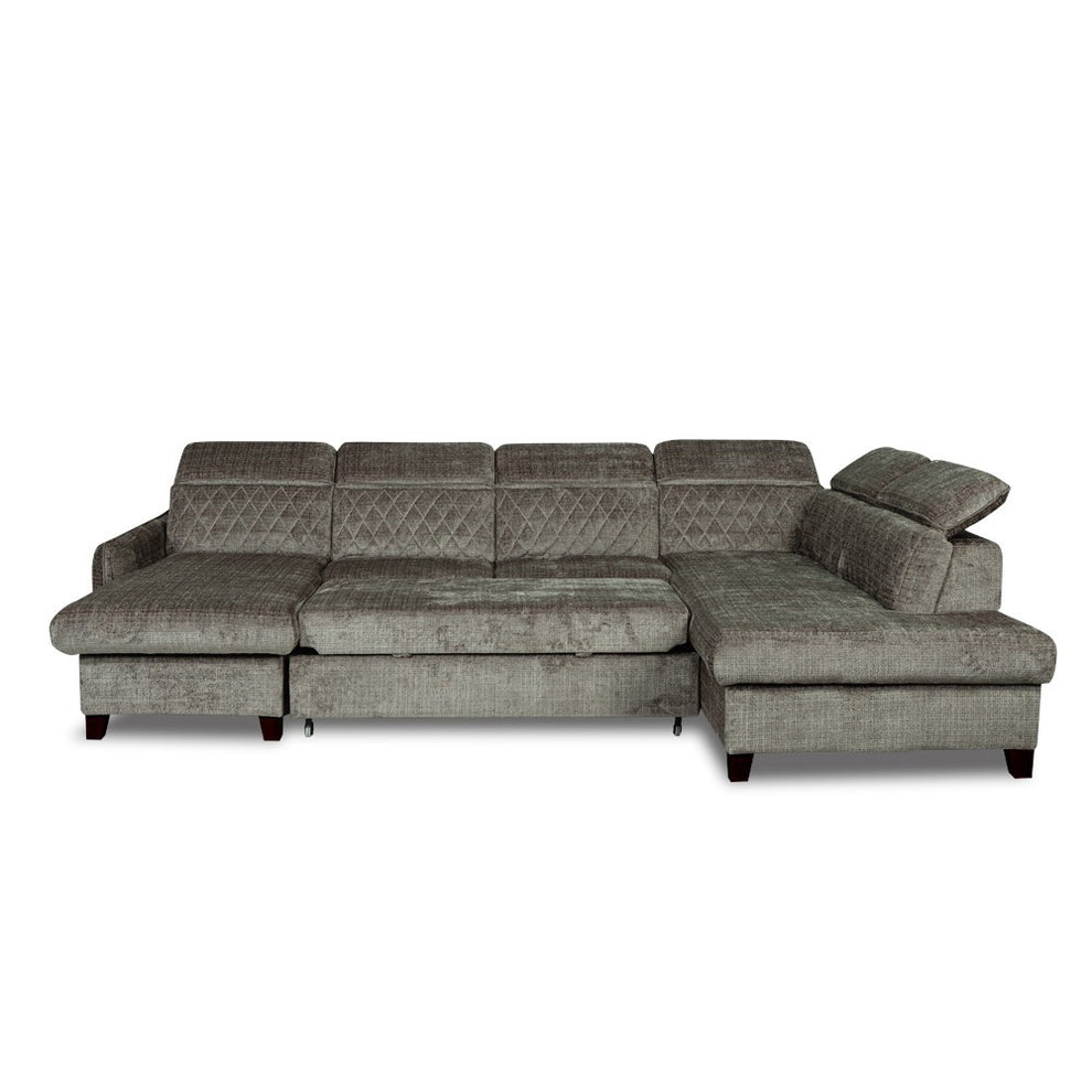 Coltar U Extensibil Tiago, Dreapta, 6 Locuri, Tetiere Reglabile, Maro Cremona 330 Cm