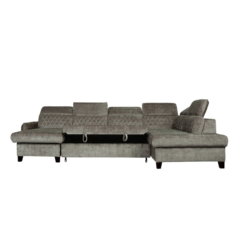 Coltar U Extensibil Tiago, Dreapta, 6 Locuri, Tetiere Reglabile, Maro Cremona 330 Cm