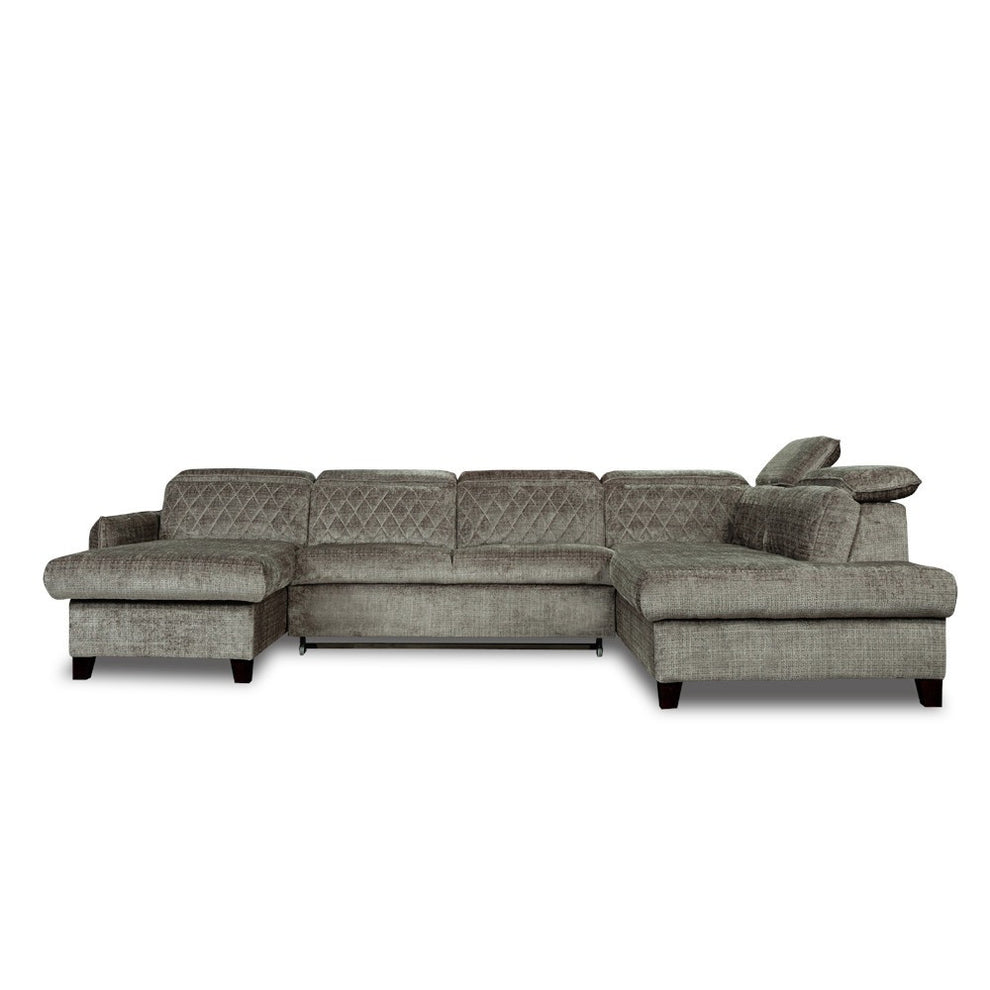 Coltar U Extensibil Tiago, Dreapta, 6 Locuri, Tetiere Reglabile, Maro Cremona 330 Cm