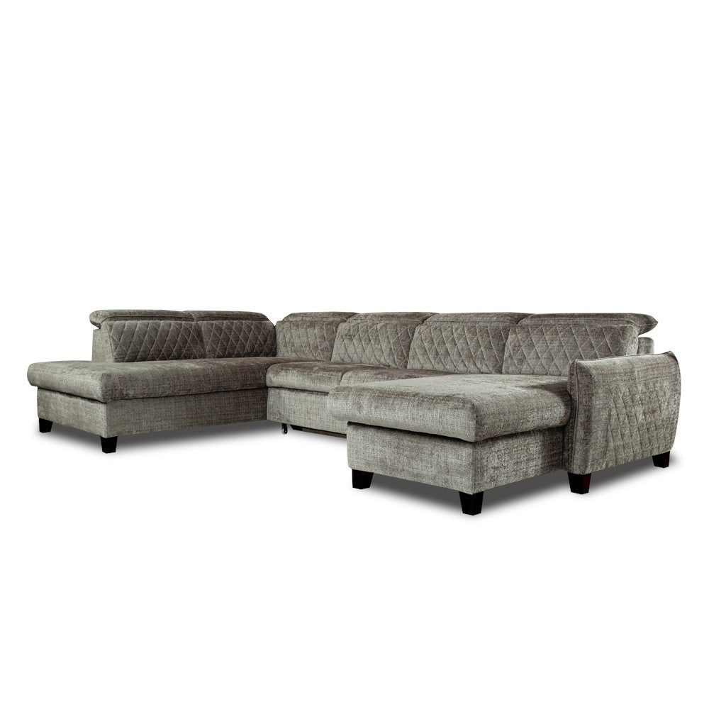 Coltar U Extensibil Tiago, Stanga, 6 Locuri, Tetiere Reglabile, Maro Cremona, 330 Cm