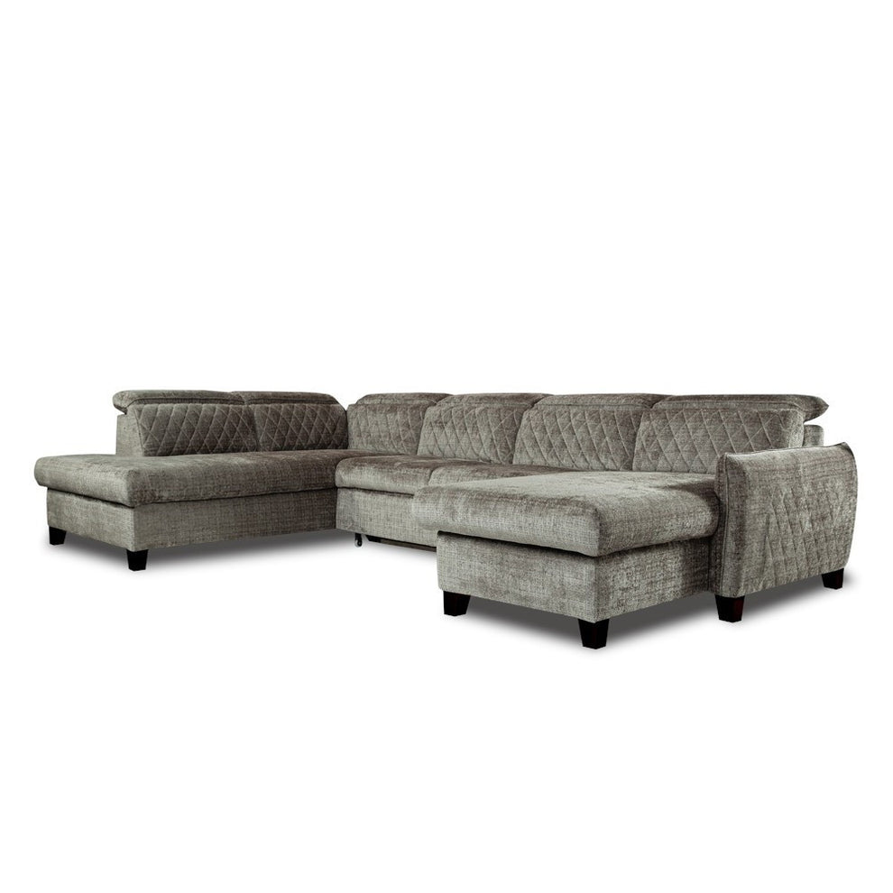 Coltar U Extensibil Tiago, Stanga, 6 Locuri, Tetiere Reglabile, Maro Cremona, 330 Cm
