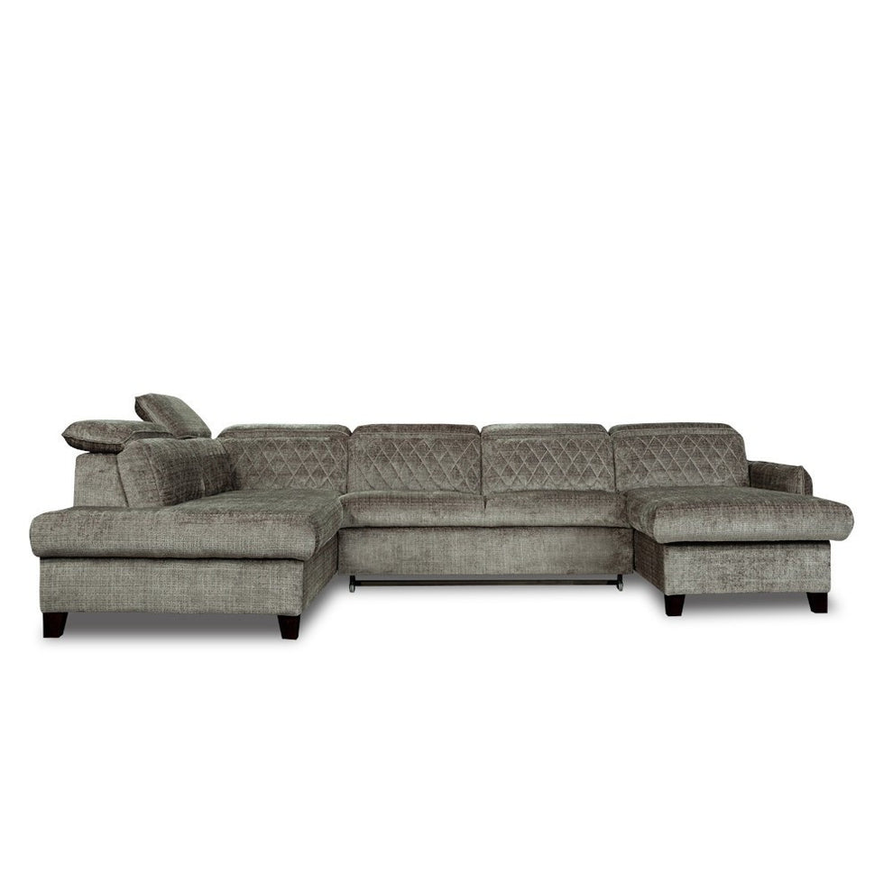 Coltar U Extensibil Tiago, Stanga, 6 Locuri, Tetiere Reglabile, Maro Cremona, 330 Cm