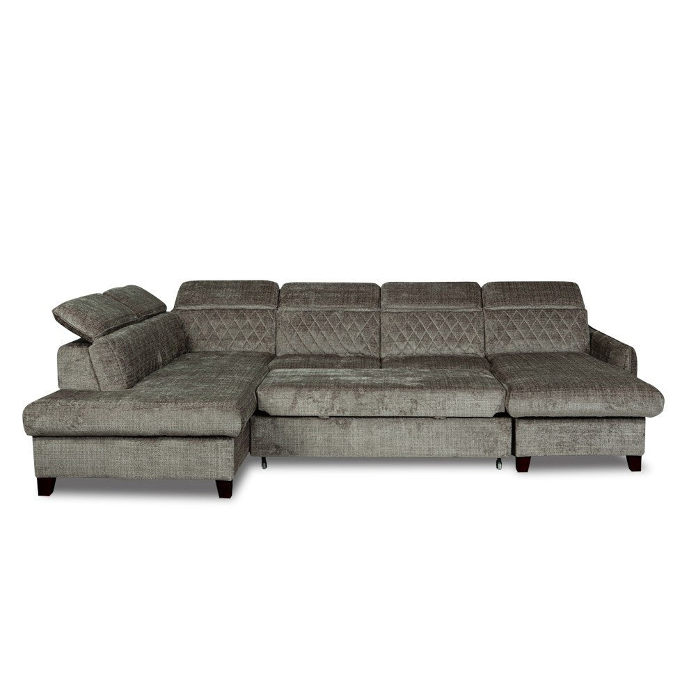 Coltar U Extensibil Tiago, Stanga, 6 Locuri, Tetiere Reglabile, Maro Cremona, 330 Cm