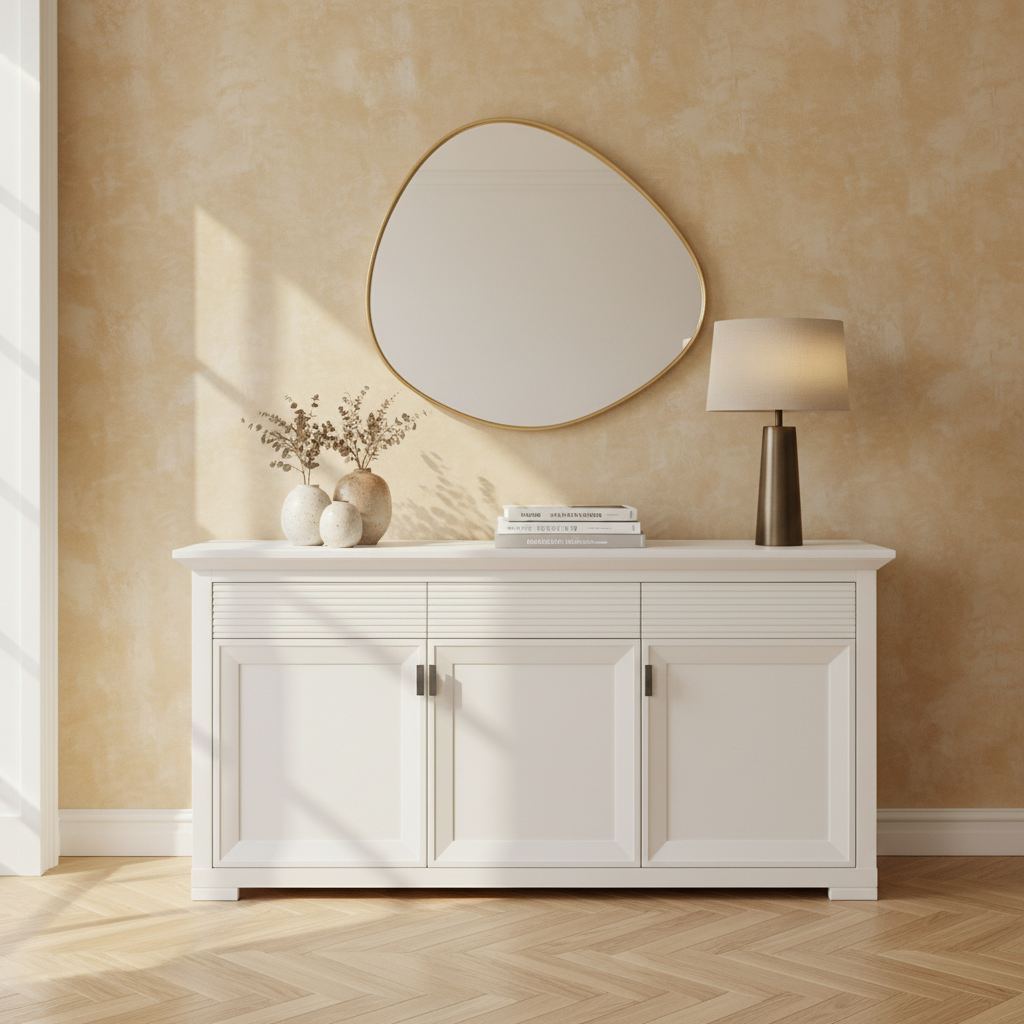 Bufet 3 Usi Si 3 Sertare Verona Bianco Alb, 180.4 Cm