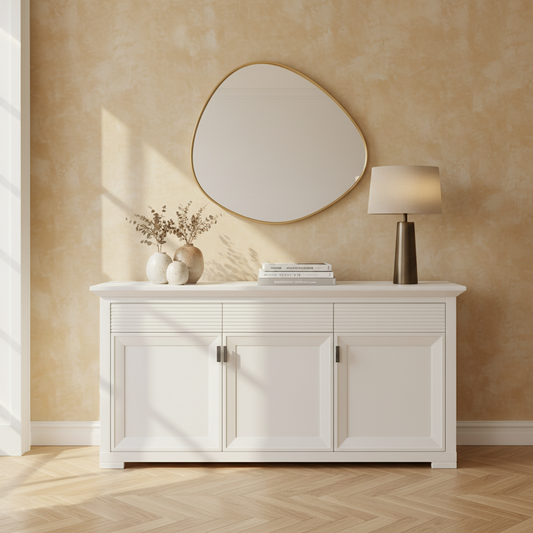 Bufet 3 Usi Si 3 Sertare Verona Bianco Alb, 180.4 Cm