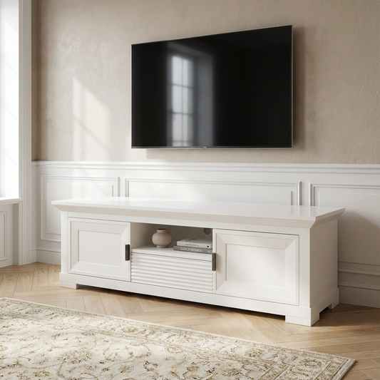 Comoda Tv Cu 2 Usi Si 1 Sertar Verona Bianco Alb, 154 Cm